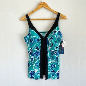 CEEB Size 16 Watercolor Flyaway Tankini Top Adjustable Straps New